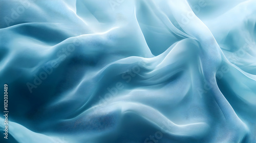 Abstract Background of Wavy Blue Fabric