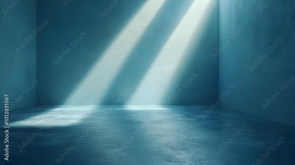 Blue Room with Light Rays 3D Illustration Blue Room with Light Rays 3D Illustration