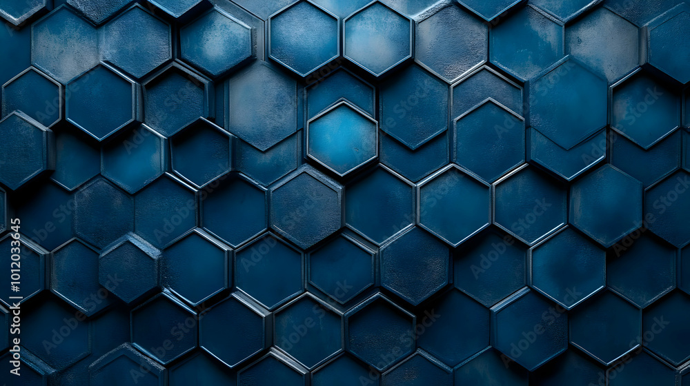 Fototapeta premium Abstract 3D Blue Hexagon Pattern Background