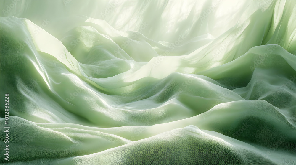 Abstract Green Fabric Background - Texture, Waves, Light Abstract Green Fabric Background - Texture, Waves, Light