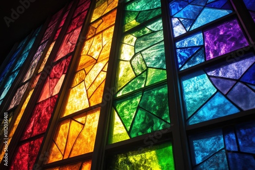 Wallpaper Mural A stained glass effect with rainbow colors filling the different sections Torontodigital.ca