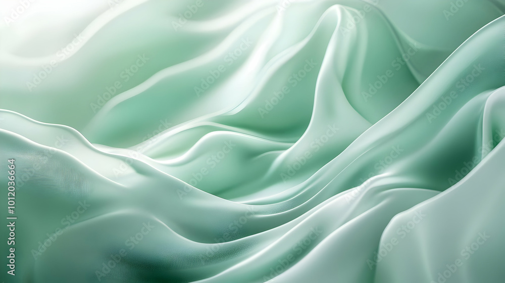 Obraz premium Abstract Background - Mint Green Fabric Waves