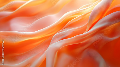 Abstract Orange and White Wavy Fabric Background