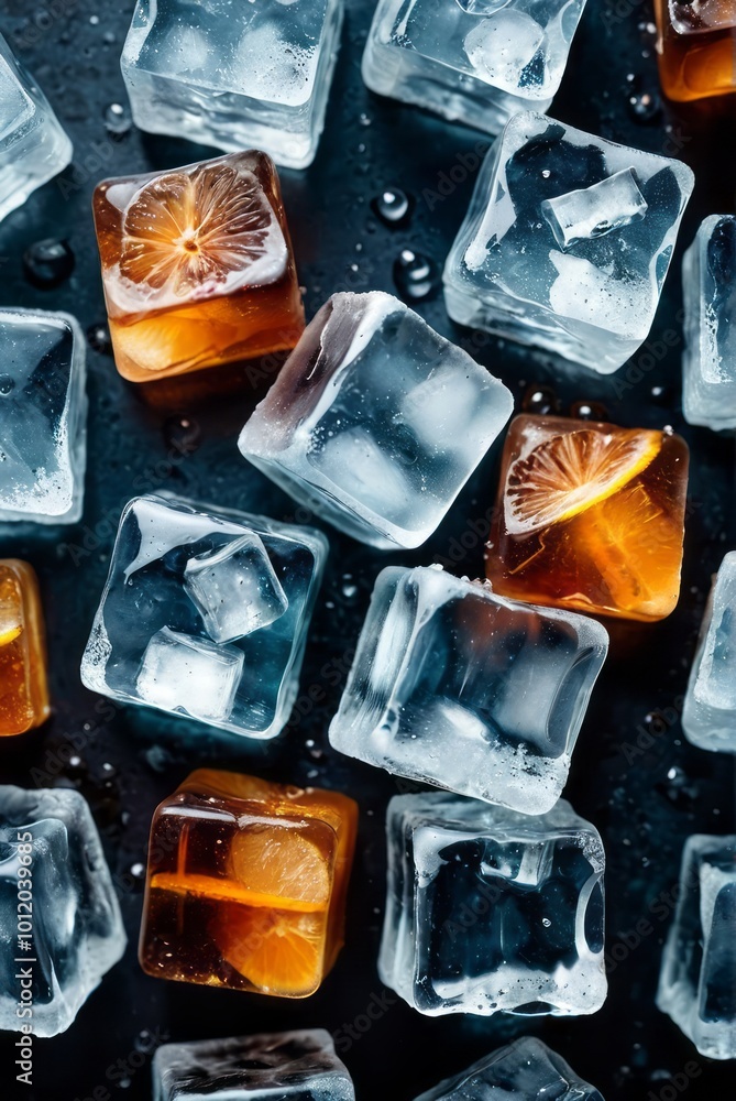 A close-up view of a bunch of ice cubes perfect for refreshing summer drinks or adding a cool touch to food and beverage photography drinks A close-up view of a bunch of ice cubes perfect for refreshing summer drinks or adding a cool touch to food and beverage photography drinks