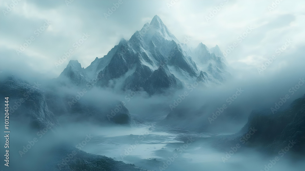 Misty Mountain Peak 3D Illustration Misty Mountain Peak 3D Illustration