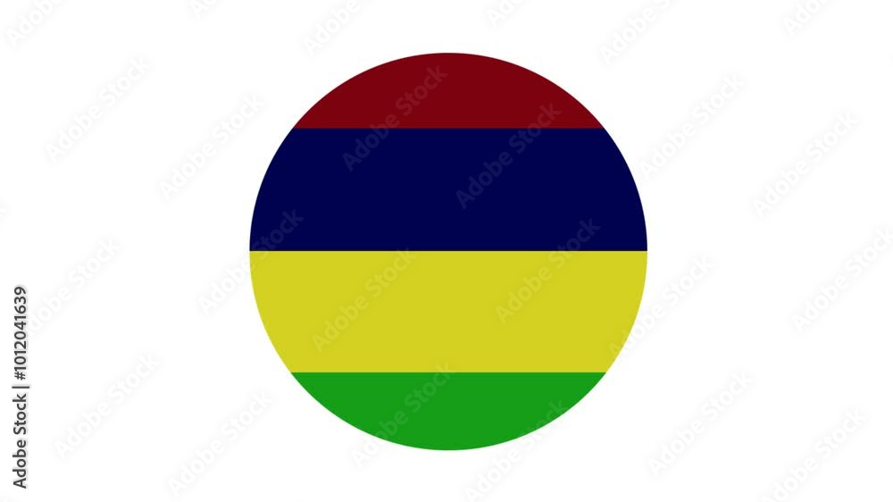 Mauritius national flag icon. circular MAURITIUS flag badge animation on white background. Mauritius national flag icon. circular MAURITIUS flag badge animation on white background.