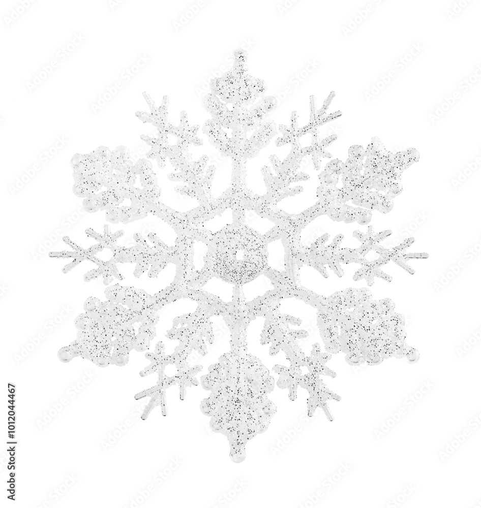 White shiny snowflake made of glitter isolated on white background. White shiny snowflake made of glitter isolated on white background.