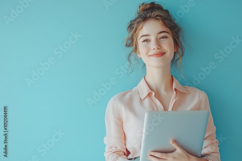 cinematic still, documentary photography, editorial, Dutch angle shot, beautiful bright natural colors , off-center shot, solid blue background. 