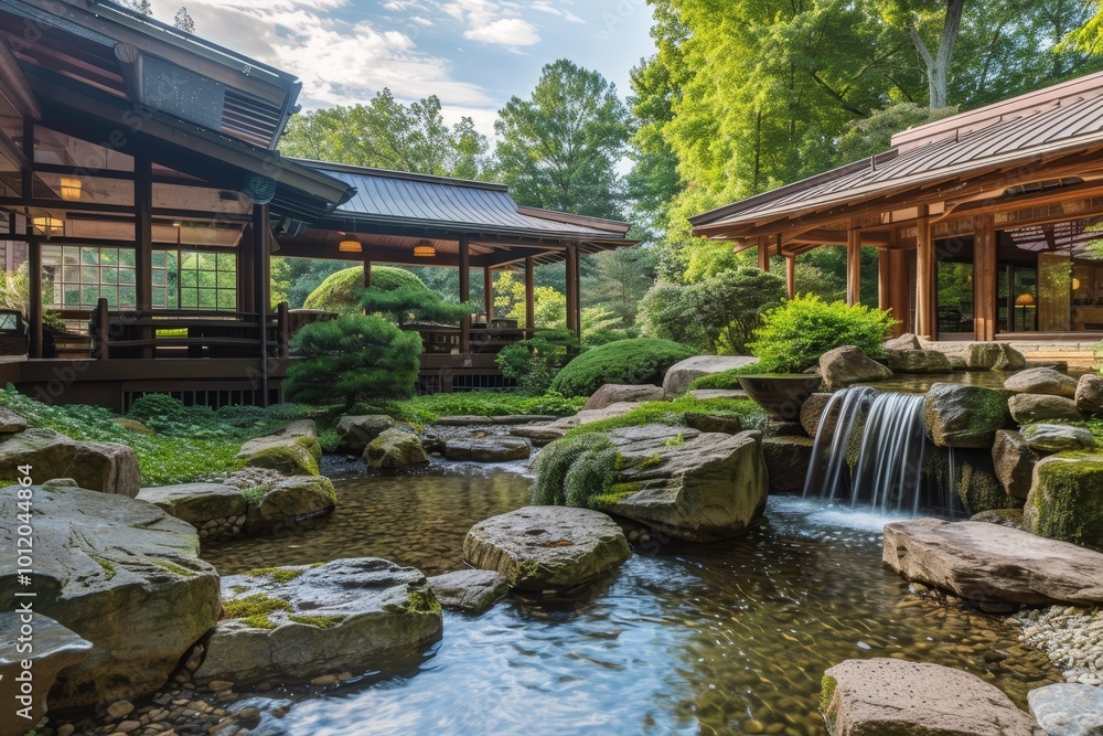 A tranquil Zen garden with sand patterns, rocks, and greenery, designed for relaxation and meditation in a serene outdoor space during daylight hours A tranquil Zen garden with sand patterns, rocks, and greenery, designed for relaxation and meditation in a serene outdoor space during daylight hours