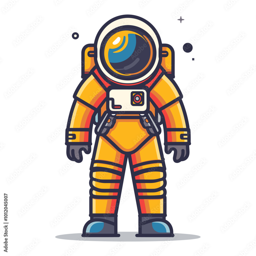 Astronaut in space suit. Vector illustration. Cartoon style.