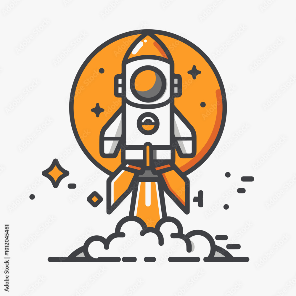 Space rocket icon. Vector illustration in cartoon style on a white background. Space rocket icon. Vector illustration in cartoon style on a white background.
