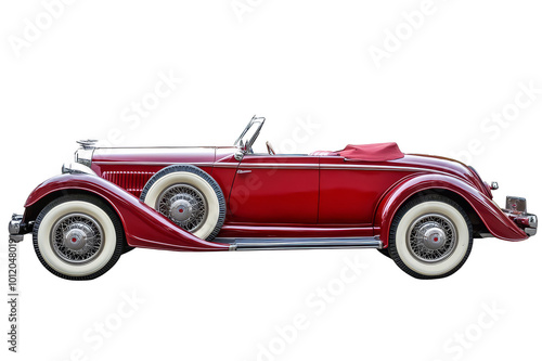 Retro convertible red on transparent background