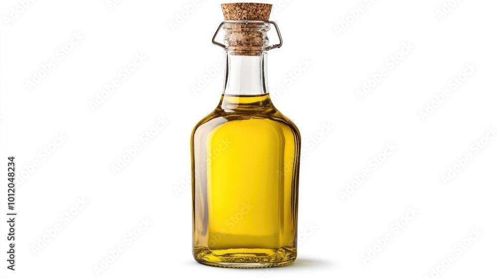 Bottle of Cooking Oil with Cork Cap Isolated on White Background. AI generated illustration Bottle of Cooking Oil with Cork Cap Isolated on White Background. AI generated illustration