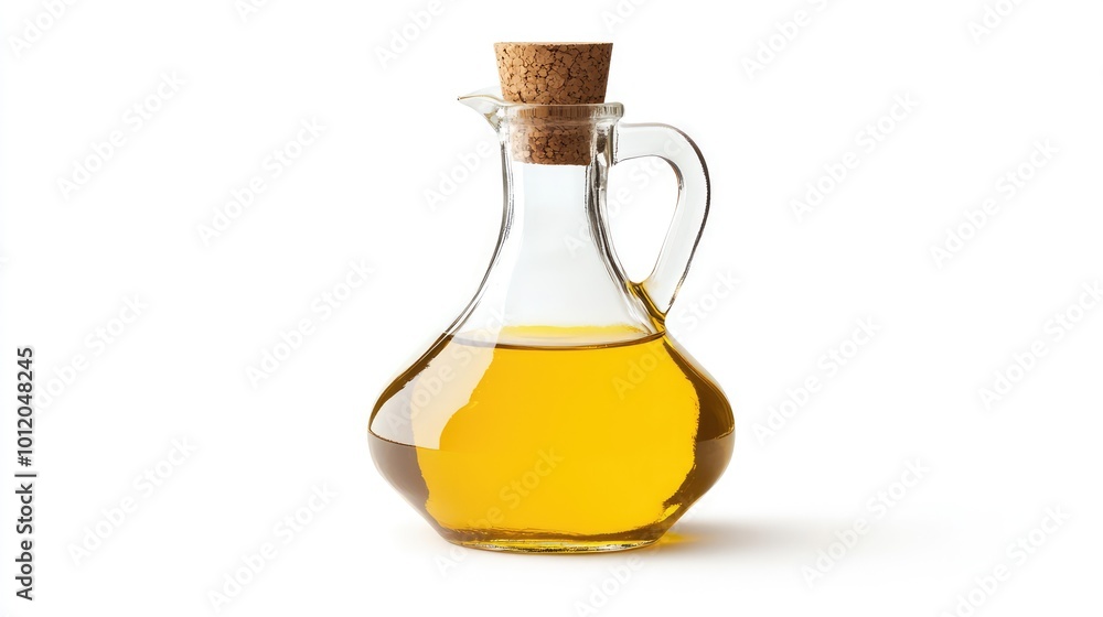 Bottle of Cooking Oil with Cork Cap Isolated on White Background. AI generated illustration Bottle of Cooking Oil with Cork Cap Isolated on White Background. AI generated illustration