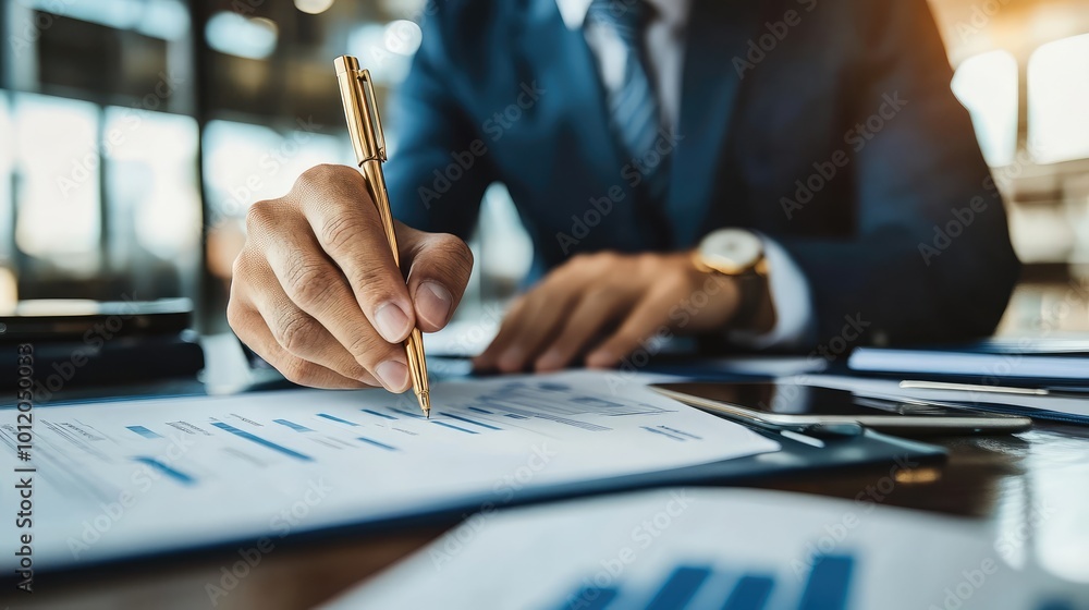 Businessman Signing Documents. AI generated illustration Businessman Signing Documents. AI generated illustration