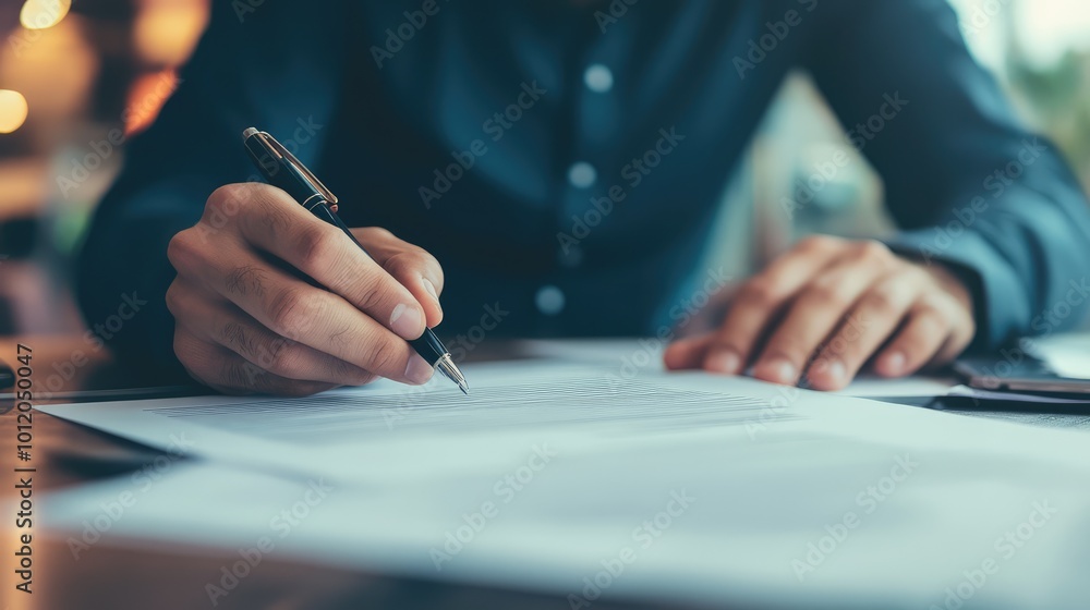 Businessman Signing Documents. AI generated illustration Businessman Signing Documents. AI generated illustration