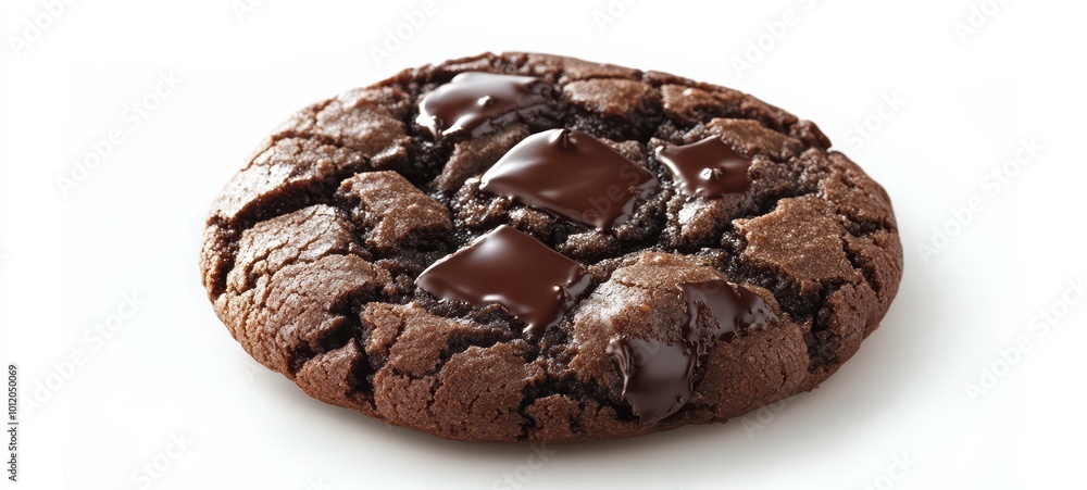 A freshly baked double chocolate chip cookie with gooey chocolate centers and a soft, chewy texture A freshly baked double chocolate chip cookie with gooey chocolate centers and a soft, chewy texture