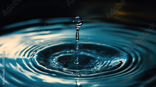 Close-Up of a Water Drop Leaking from a Faucet. AI generated illustration