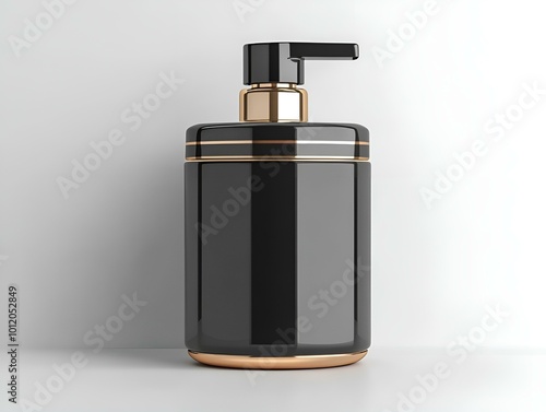 A Stylish Black and Gold Soap Dispenser