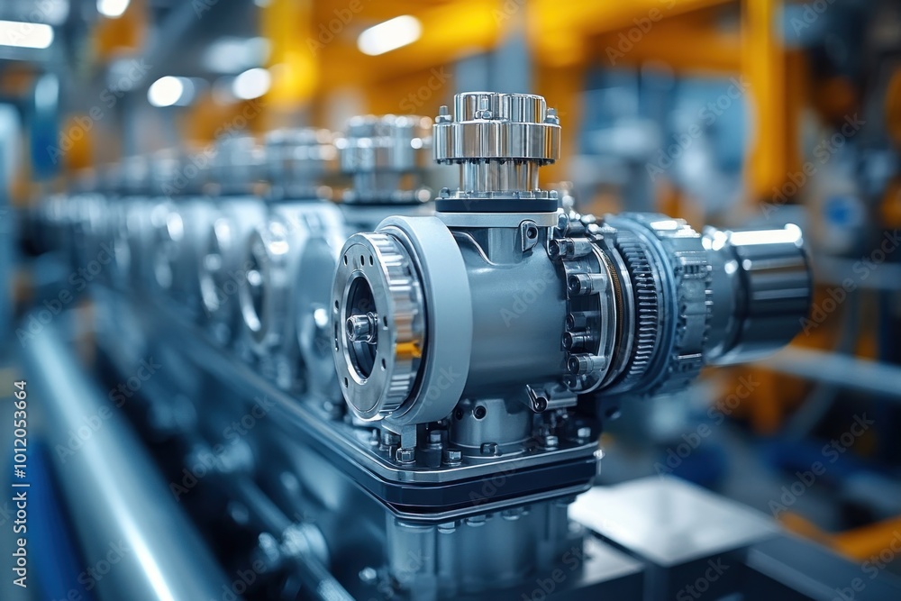 Close-up of a complex machinery with shiny metal gears and parts. Close-up of a complex machinery with shiny metal gears and parts.