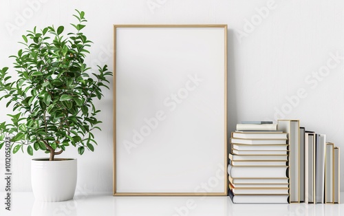 Small vertical wooden frame mockup in scandi style