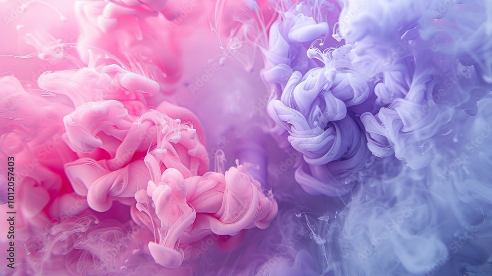 Fototapeta premium Vibrant Pink and Purple Ink Fusion Abstract Background for Creative Designs Colorful Liquid Art for Graphic Design Projects