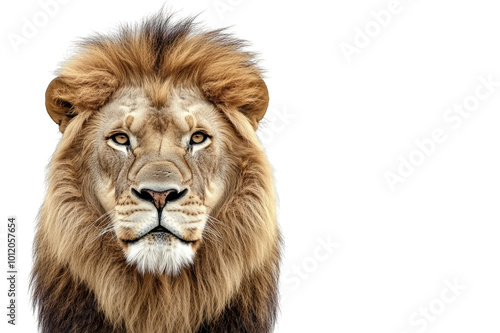 Lion head close up on transparent background