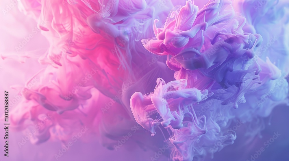 Fototapeta premium Vibrant Pink and Purple Ink Swirls A Dynamic Abstract Background for Creative Projects