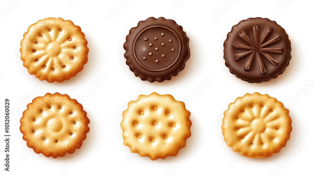 Set of Crispy Cracker Cookies. AI generated illustration Set of Crispy Cracker Cookies. AI generated illustration