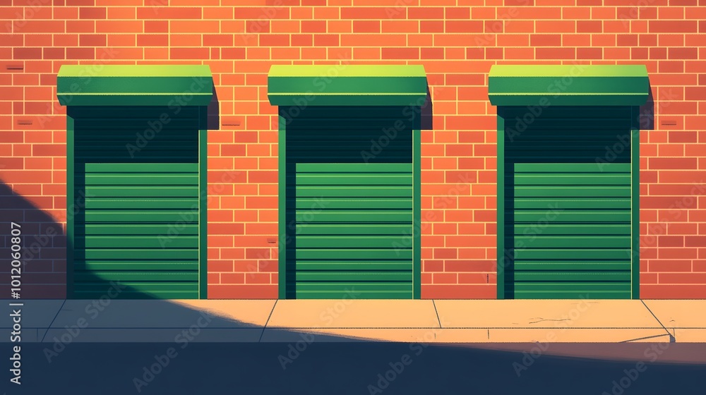 Naklejka premium Closed Storefronts in Flat Design Style