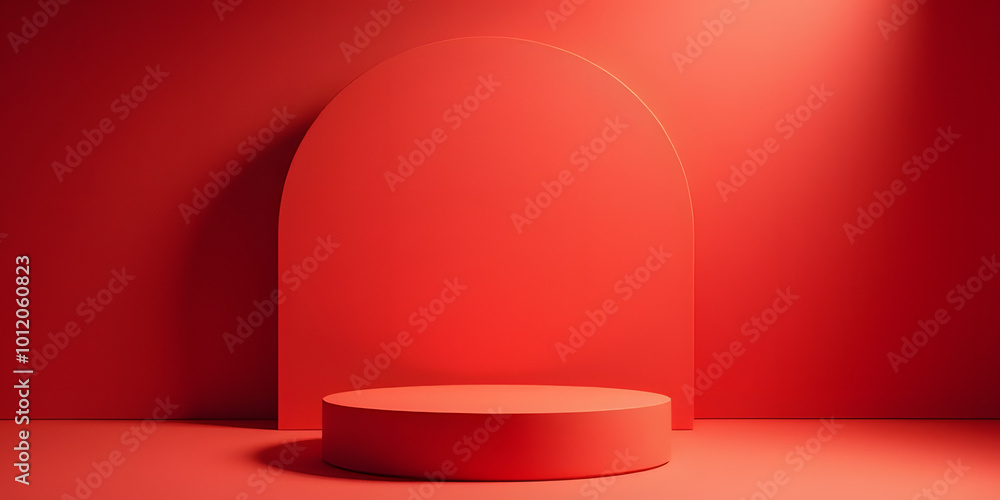 Fototapeta premium Red podium with a gentle holiday atmosphere_00001_