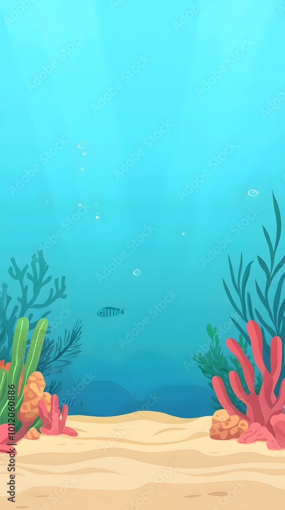 Naklejka premium Coral Reef Habitat with Damaged Marine Life