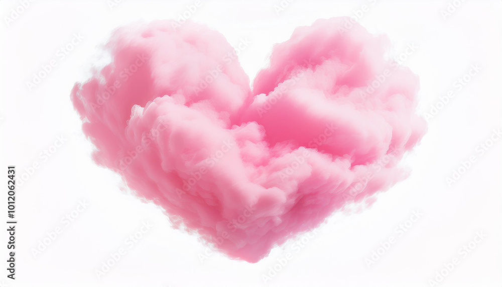 Pink cloud in shape of heart isolated on white background. Pink cloud in shape of heart isolated on white background.
