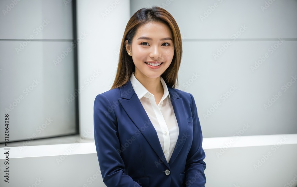 Smiling elegant confident young professional Korean business woman Smiling elegant confident young professional Korean business woman