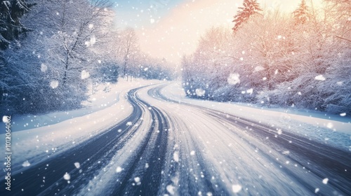 Snow-covered ground with a pathway.