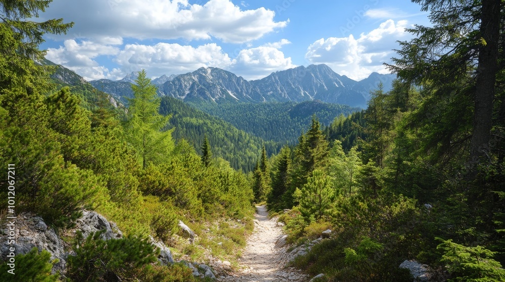 Alps forest hike from Vrsic to Slemenova. Alps forest hike from Vrsic to Slemenova.