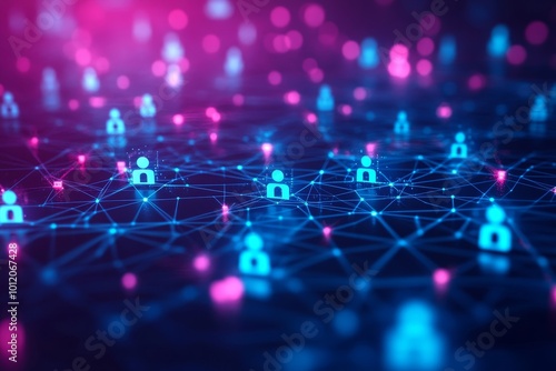 Obraz na płótnie Blue and purple social network interface, Generative AI