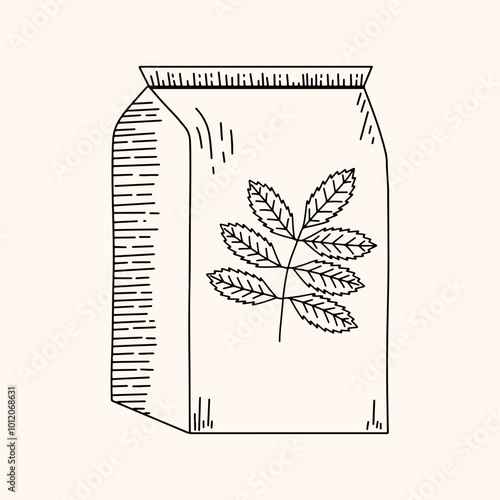 Sketch style box with yerba mate. Vector illustration