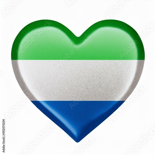 シエラレオネの国旗のハート(Heart of Sierra Leone flag on white.)
 photo