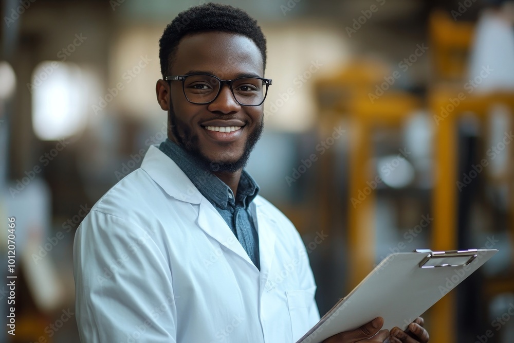 Waist up portrait of smiling bald man wearing glasses while standing with arms crossed and leaning on wall in office interior, copy space, Generative AI Waist up portrait of smiling bald man wearing glasses while standing with arms crossed and leaning on wall in office interior, copy space, Generative AI