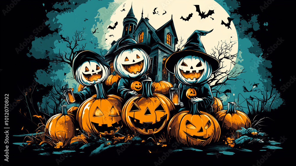 Halloween Illustration with Spooky Elements and Eerie Atmosphere Halloween Illustration with Spooky Elements and Eerie Atmosphere