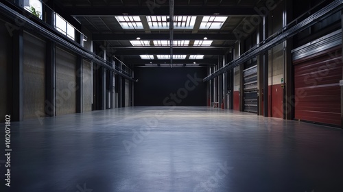 Spacious Dark Hall or Garage. AI generated illustration