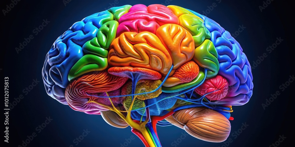 Detailed Brain Anatomy Illustration with Labeled Regions for ...