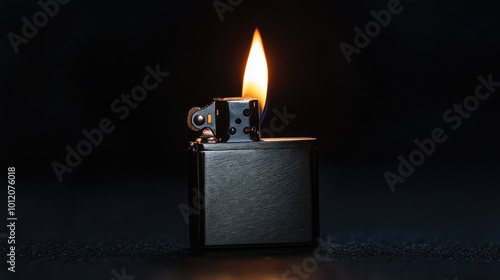 Windproof Chrome Lighter in Darkness. AI generated illustration.