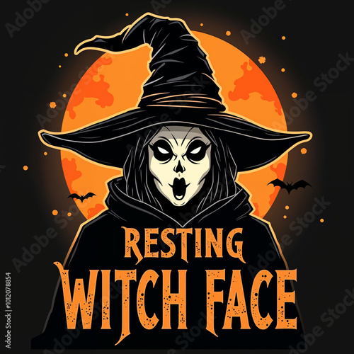 resting witch face, dark fantasy, halloween, digital art