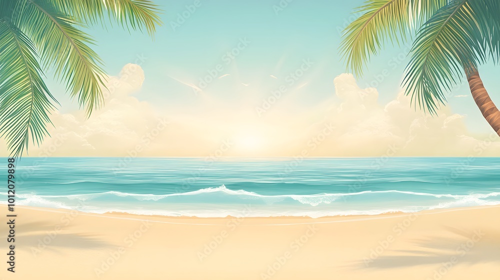 Tropical and exotic A beach scene with palm trees Tropical and exotic A beach scene with palm trees