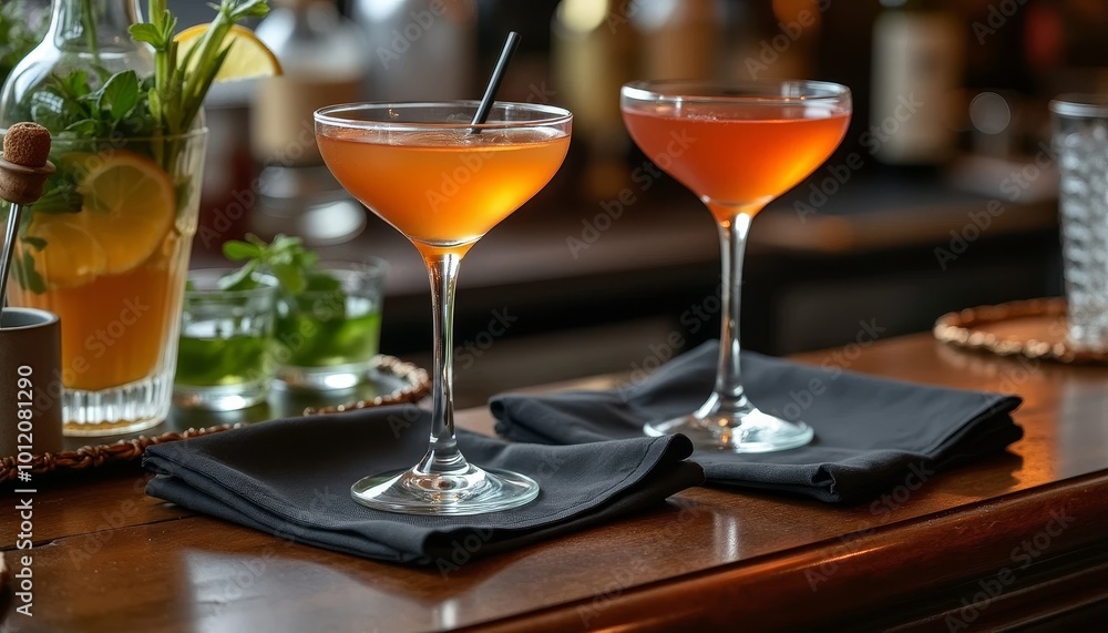 Different cocktails on the bar table Different cocktails on the bar table