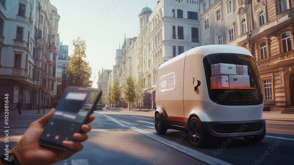 Autonomous Delivery Van. AI generated illustration. Autonomous Delivery Van. AI generated illustration.