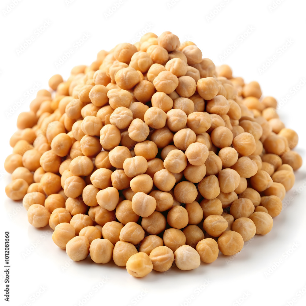 Piles of chickpeas on a white background. Piles of chickpeas on a white background.