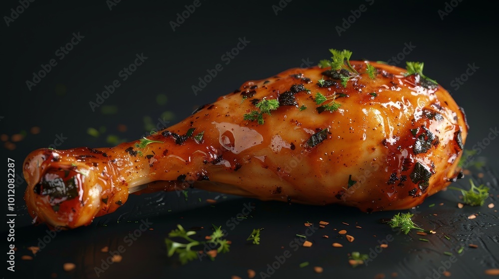 Savory Succulence Glazed Chicken Drumstick with Fresh Herbs Gourmet Cuisine Concept for Foodies and Chefs Savory Succulence Glazed Chicken Drumstick with Fresh Herbs Gourmet Cuisine Concept for Foodies and Chefs